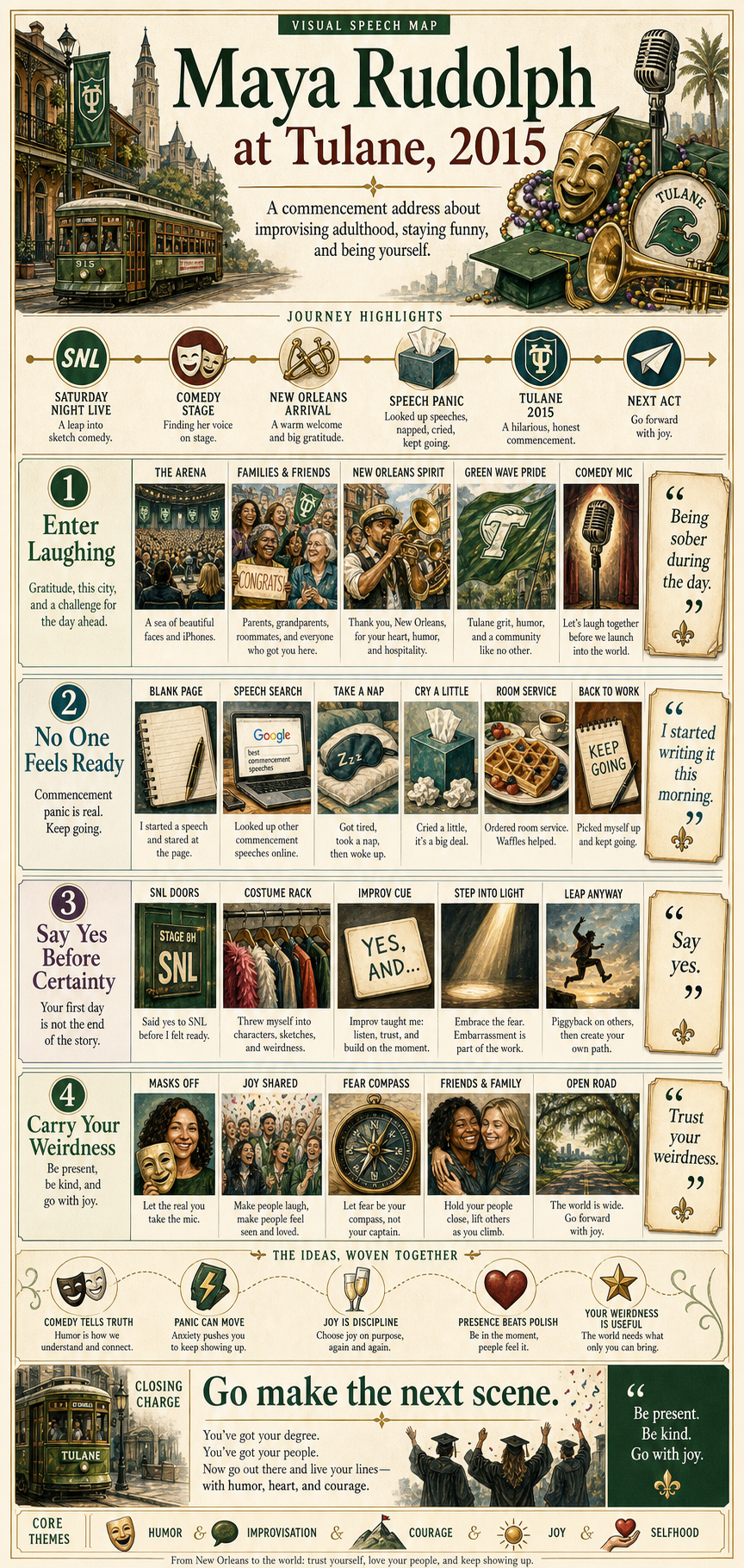 Maya Rudolph at Tulane, 2015. A commencement address about improvising adulthood, staying funny, and being yourself.